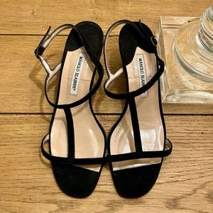 MANOLO BLAHNIK Black Suede Sandal Kitten Heel 40.5